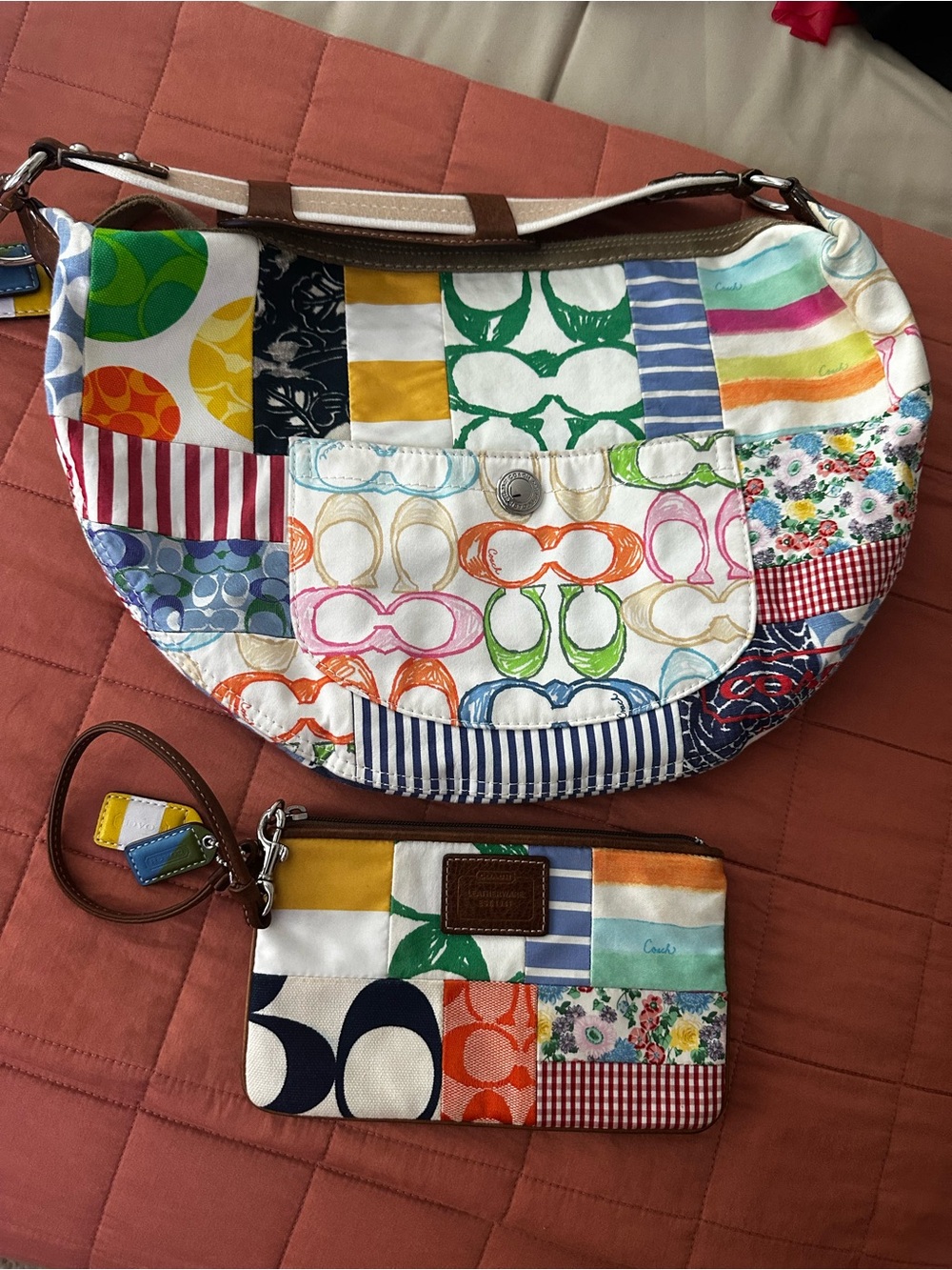Coach Multicolor Patchwork Shoulder Bag with Matching Wristlet - Picture 4 of 13